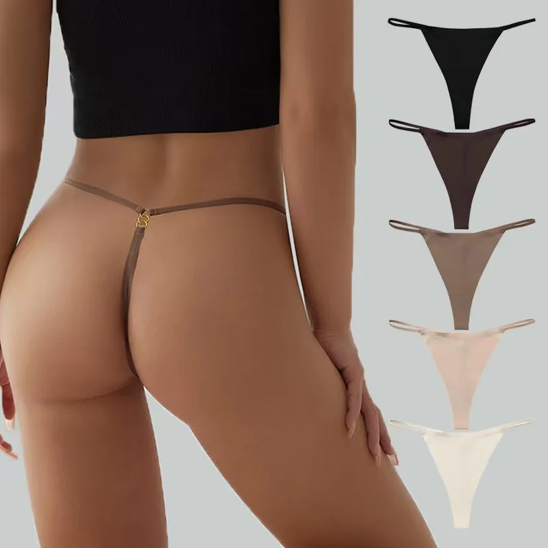 Women Sexy Solid Color Thin Belt Low Waist Panties