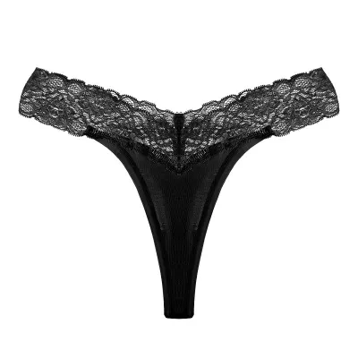 Women Sexy Solid Color Lace Cotton Panties Low Waist