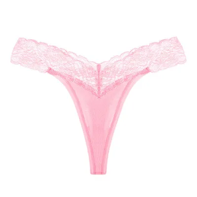 Women Sexy Solid Color Lace Cotton Panties Low Waist