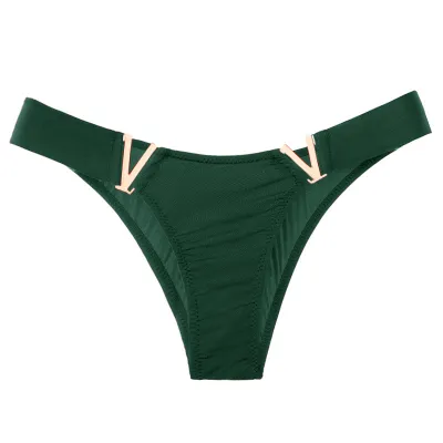 3pcs Women Sexy V Metal Panties Ice Silk Low Rise