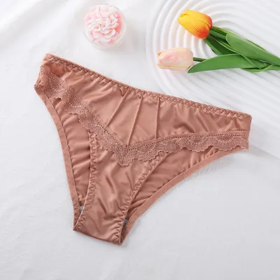 Women Sexy Lace Briefs Solid Color Low Waist