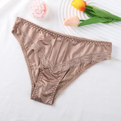 Women Sexy Lace Briefs Solid Color Low Waist