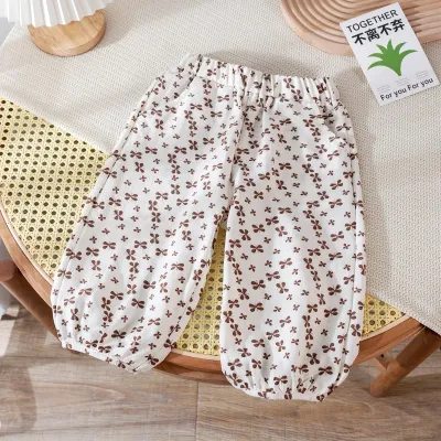 Kids Toddler Girls Casual Cute Tiny Flower Print Cotton Bloomers Mid-Waist Long