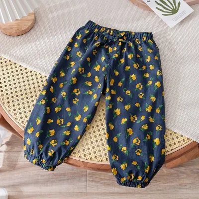 Kids Toddler Girls Casual Cute Tiny Flower Print Cotton Bloomers Mid-Waist Long