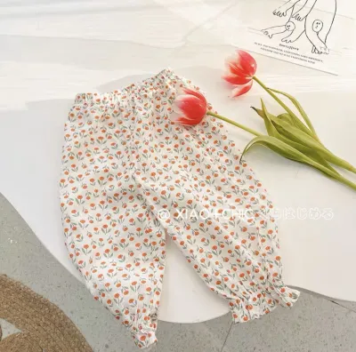 Kids Toddler Girls Casual Cute Tiny Flower Print Cotton Bloomers Mid-Waist Long