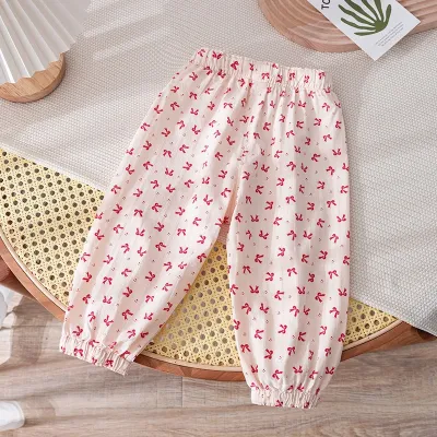 Kids Toddler Girls Casual Cute Tiny Flower Print Cotton Bloomers Mid-Waist Long