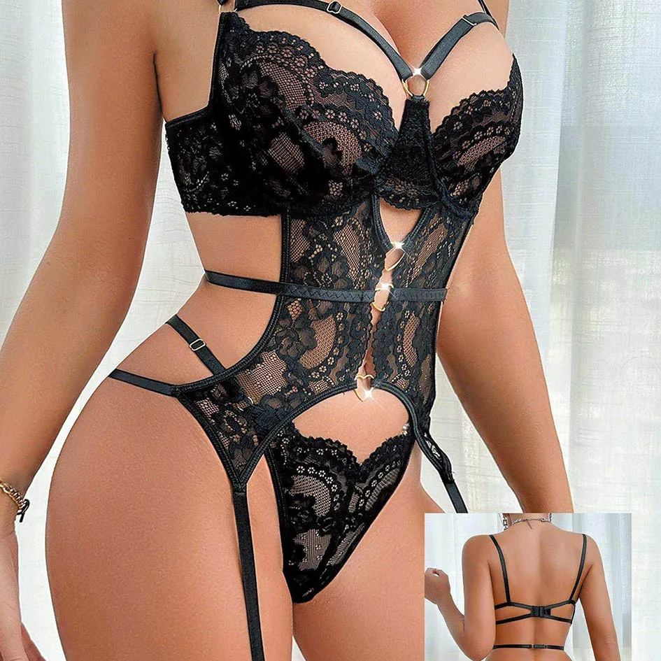 Bulk Trade Women Clothing Perspective Lace Stitching Sexy Lingerie With Pvc& Photo Package
