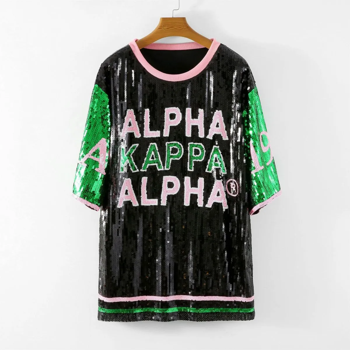 Women Fashion Letter Sequin Round Neck Short Sleeve Blouse