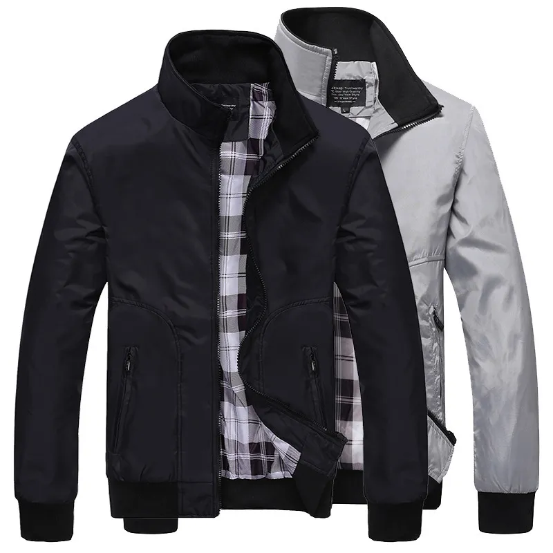 Men Fashion Casual Baseball Jacket with Stand Collar