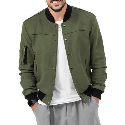 Men Fashion Casual Suede Collar Jacket Coat