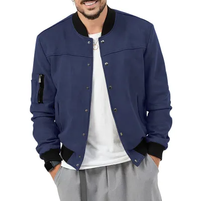 Men Fashion Casual Suede Collar Jacket Coat