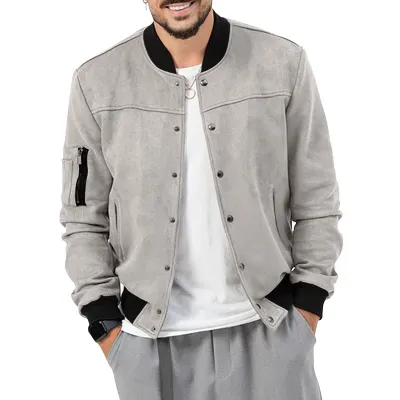 Men Fashion Casual Suede Collar Jacket Coat