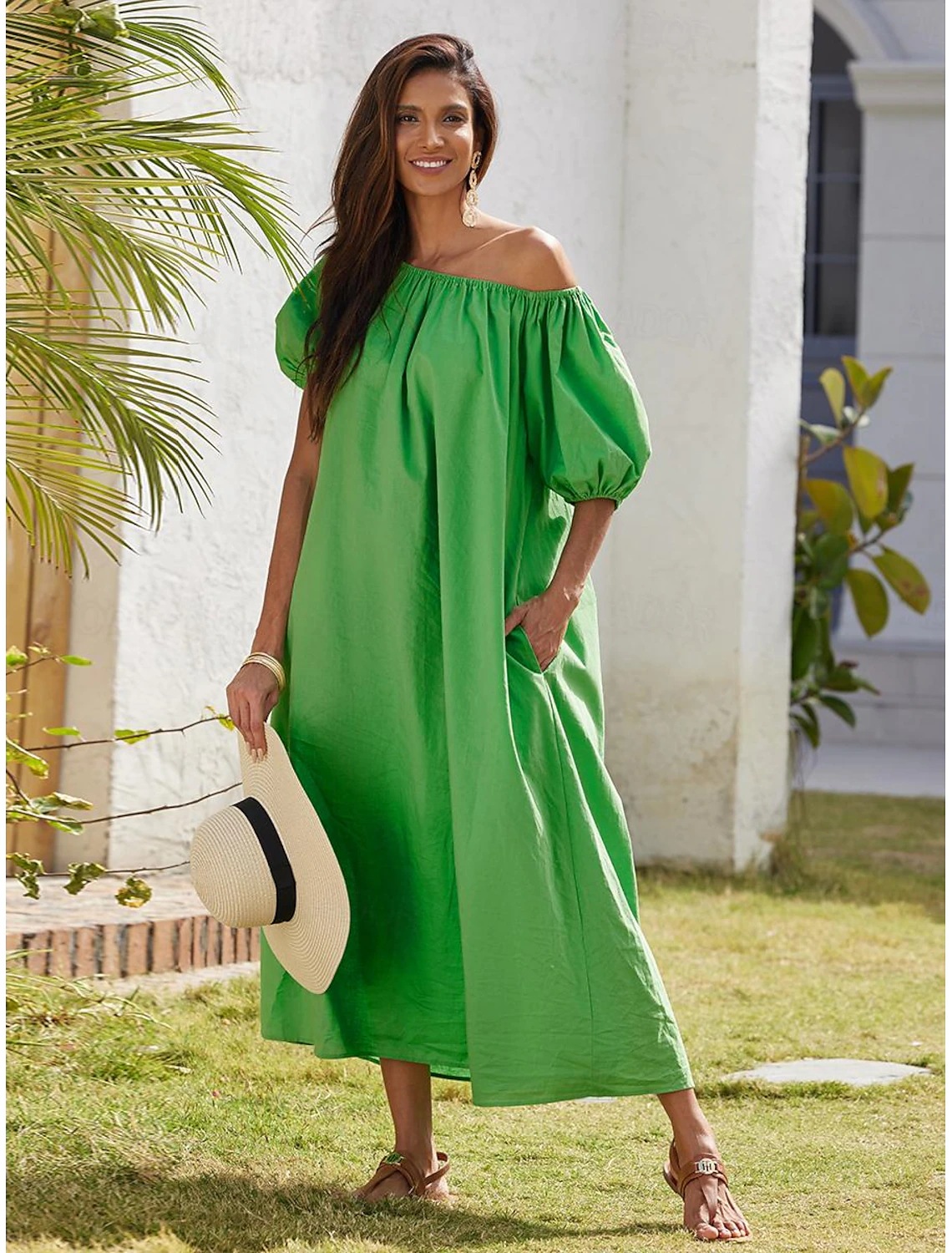 Wholesale Women Casual Summer Vacation Solid Color Off