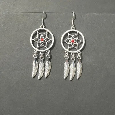 Ethnic Boho Vintage Turquoise Geometric Metal Earrings for Women