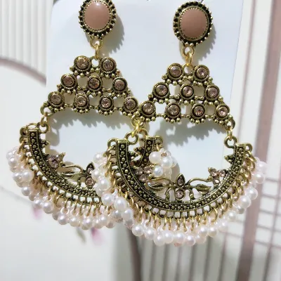 Ethnic Boho Vintage Turquoise Geometric Metal Earrings for Women