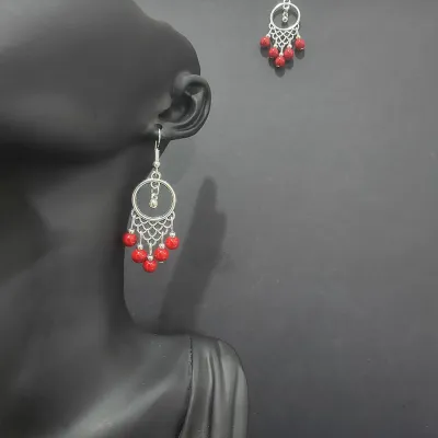 Ethnic Boho Vintage Turquoise Geometric Metal Earrings for Women