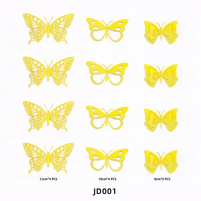 12 Pieces 3D Metal Hollow Butterfly Wall Stickers for Living Room