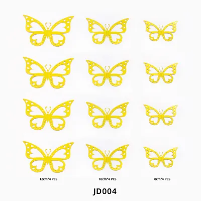 12 Pieces 3D Metal Hollow Butterfly Wall Stickers for Living Room