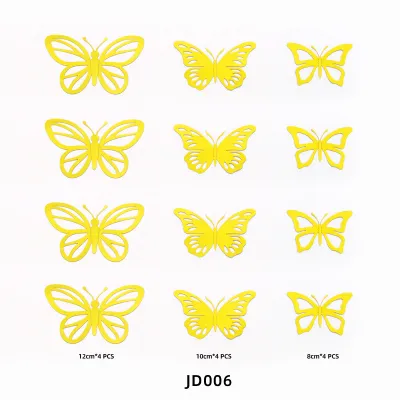 12 Pieces 3D Metal Hollow Butterfly Wall Stickers for Living Room