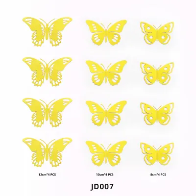 12 Pieces 3D Metal Hollow Butterfly Wall Stickers for Living Room