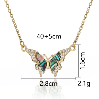 Titanium Steel Butterfly Rhinestone Moon Clavicle Chain Princess Necklace