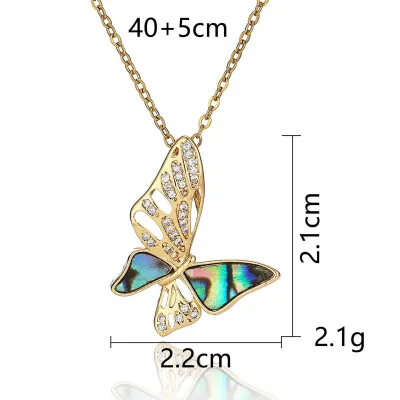 Titanium Steel Butterfly Rhinestone Moon Clavicle Chain Princess Necklace