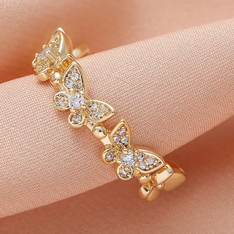 Chic Rhinestone Butterfly Open Ring for Women