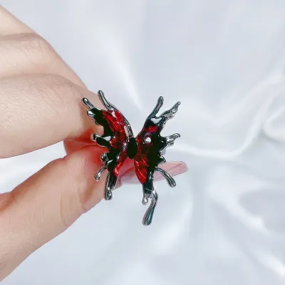 Fashion Gothic Women Butterfly Enameled Copper Ring