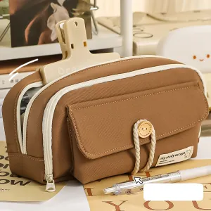 Neutral Simple Solid Color Large Capacity Pencil Bag Student Stationery