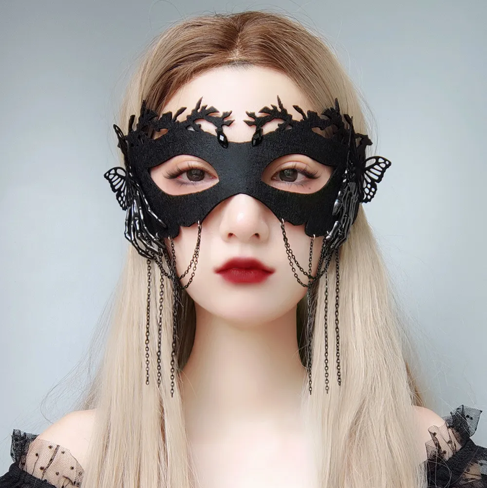 Gothic Halloween Tassel Butterfly Skull Party Mask