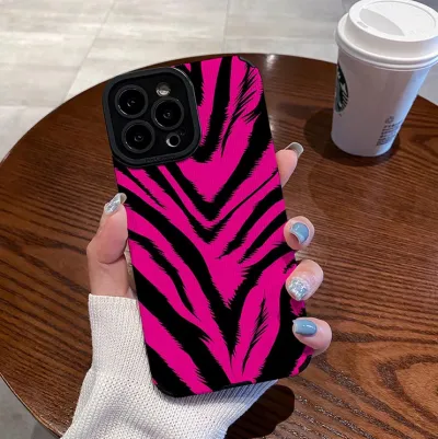 Women Simple Fashion Leopard Imitation Leather Apple Phone Anti-Drop Protective Case