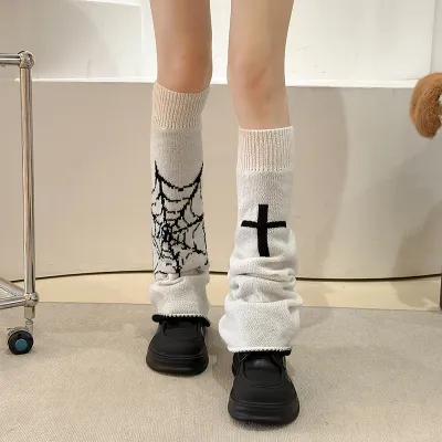 Gothic Cross Heart Knitted Socks
