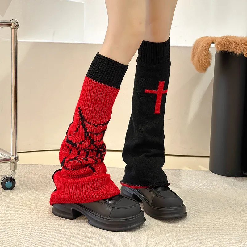 Gothic Cross Heart Knitted Socks