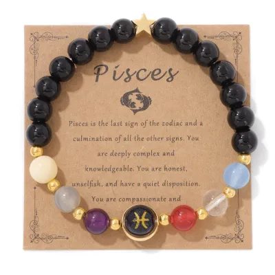 Zodiac Multicolor Beaded Stone Bracelet Vintage Unisex