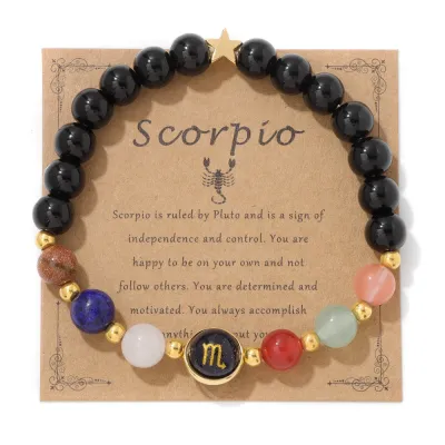 Zodiac Multicolor Beaded Stone Bracelet Vintage Unisex