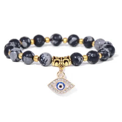 Fashion Evil Eye Natural Stone Agate Beaded Vintage Unisex Bracelet