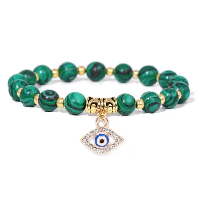 Fashion Evil Eye Natural Stone Agate Beaded Vintage Unisex Bracelet
