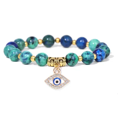 Fashion Evil Eye Natural Stone Agate Beaded Vintage Unisex Bracelet