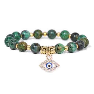 Fashion Evil Eye Natural Stone Agate Beaded Vintage Unisex Bracelet