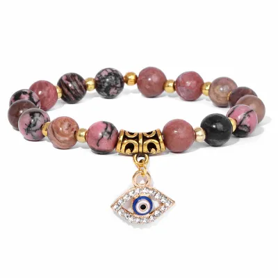 Fashion Evil Eye Natural Stone Agate Beaded Vintage Unisex Bracelet