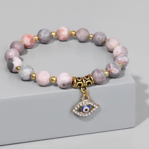 Fashion Evil Eye Natural Stone Agate Beaded Vintage Unisex Bracelet