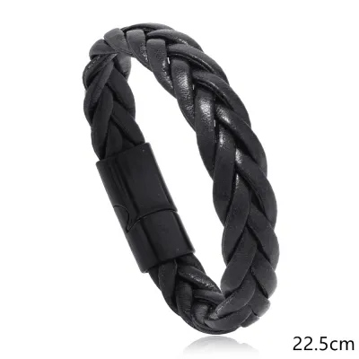 Men Simple Woven Leather Vintage Unisex Geometric Bracelet Jewelry