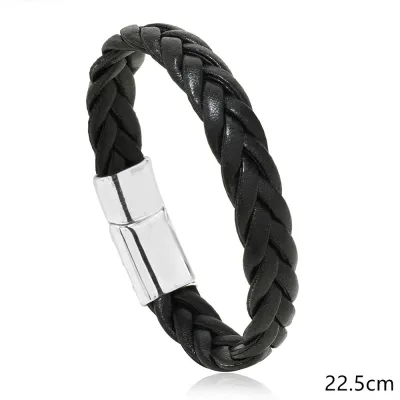 Men Simple Woven Leather Vintage Unisex Geometric Bracelet Jewelry