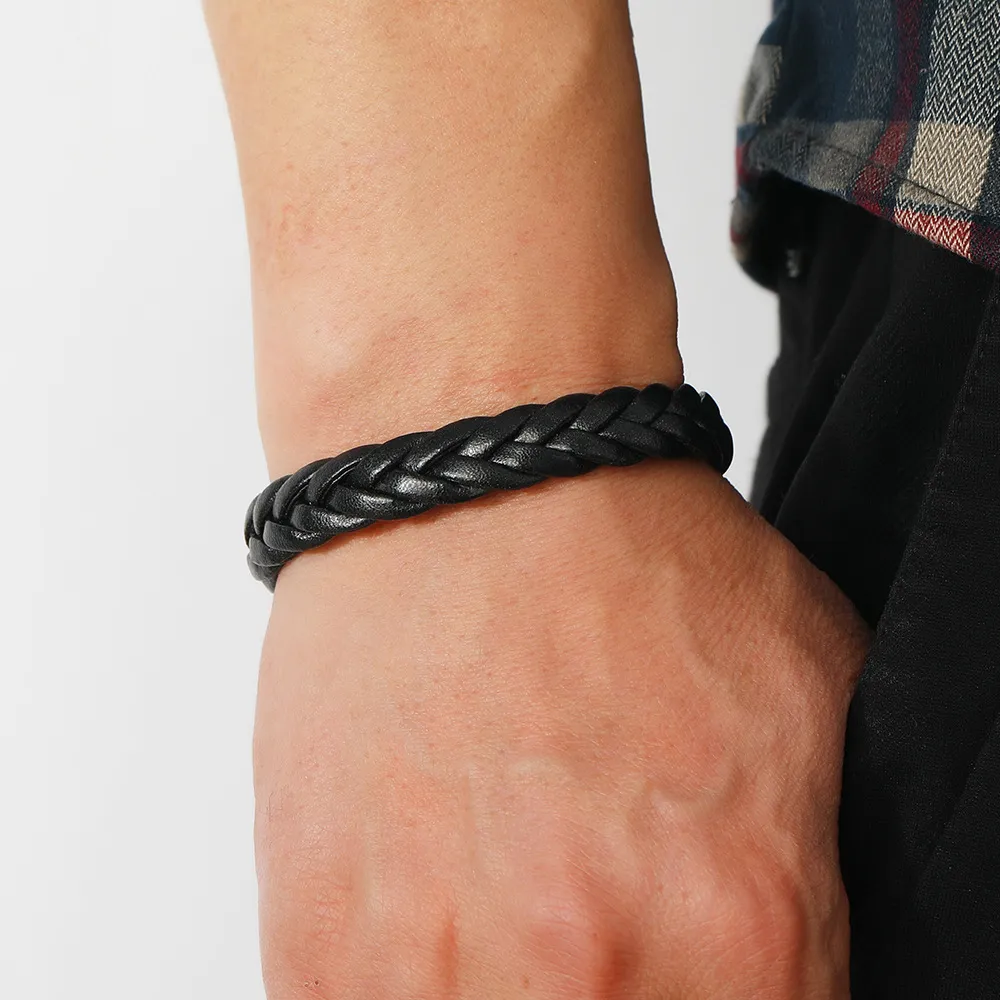 Men Simple Woven Leather Vintage Unisex Geometric Bracelet Jewelry