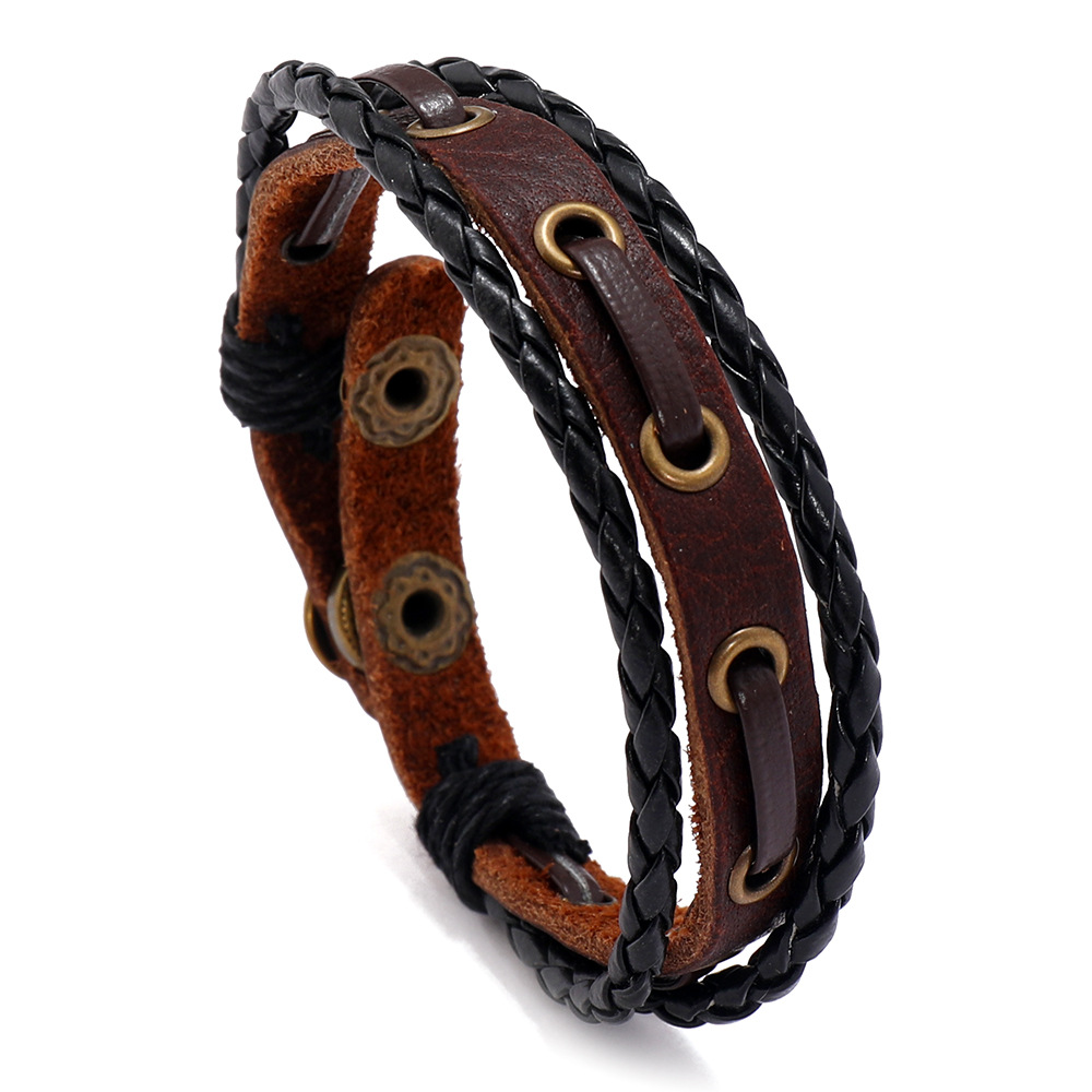 Wholesale Men Vintage Woven Leather Bracelet
