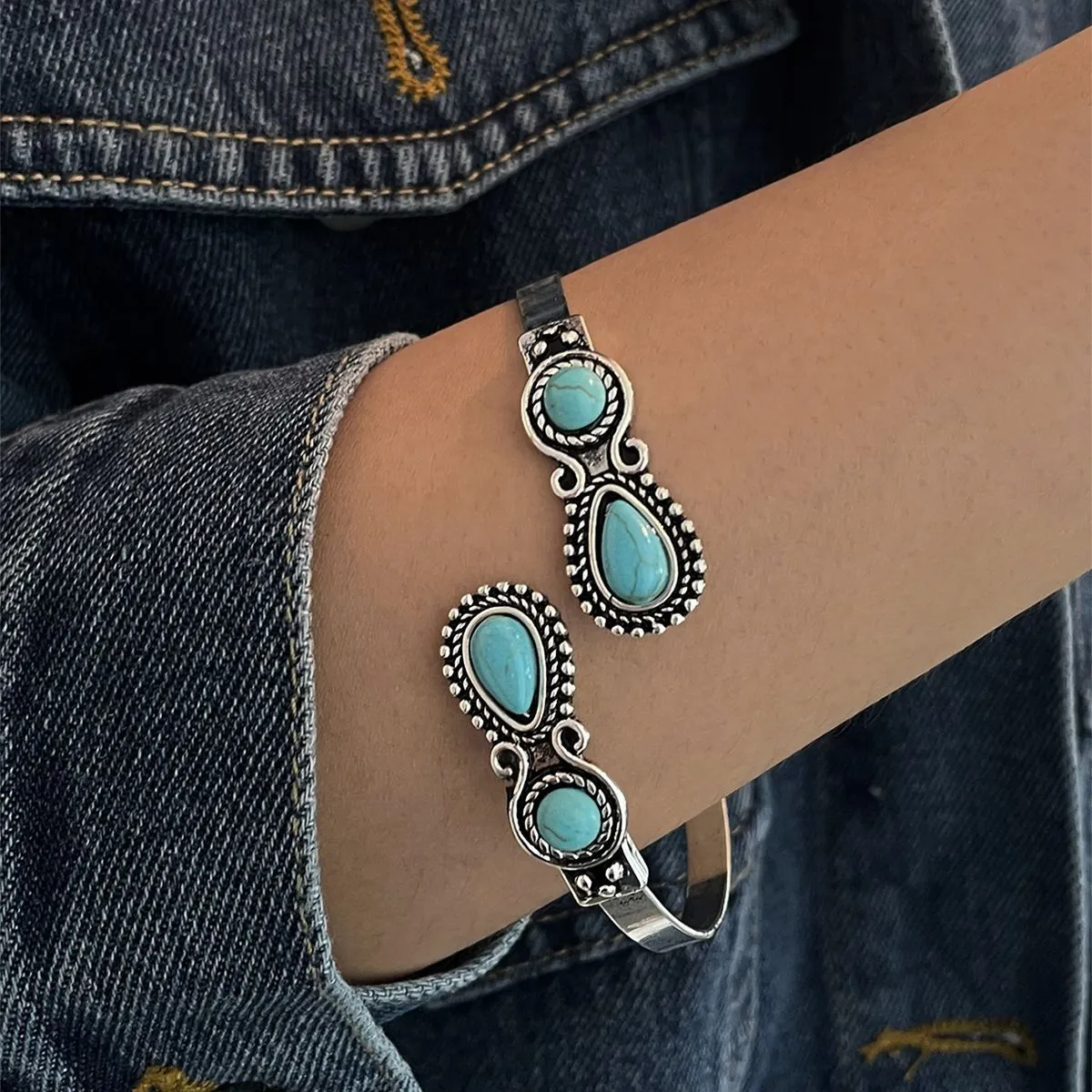 Bohemian Ethnic Vintage Turquoise Zinc Alloy Bracelet