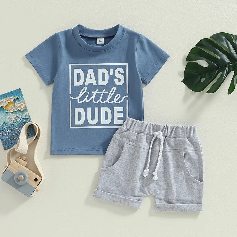 Kids Baby Boys Casual Cute Letters Print Short Sleeve T-Shirt and Shorts Set