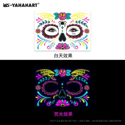 Women Simple Creative Masquerade Neon Fluorescent Face Sticker Tattoo Sticker Beauty Nails