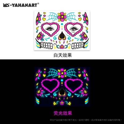 Women Simple Creative Masquerade Neon Fluorescent Face Sticker Tattoo Sticker Beauty Nails