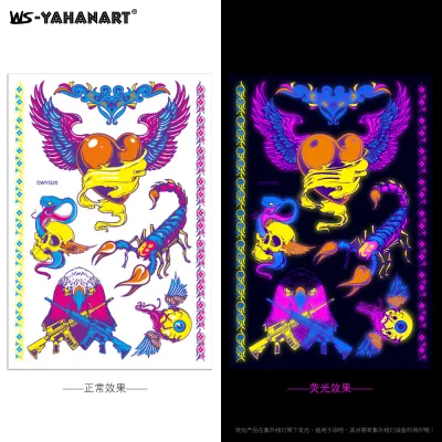 Women Creative Tiger Owl Animal Fluorescent Tattoo Stickers for Nails